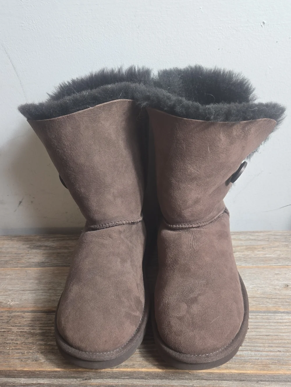 UGG Brown Bailey Button Shearling-Lined Women's Suede Boot